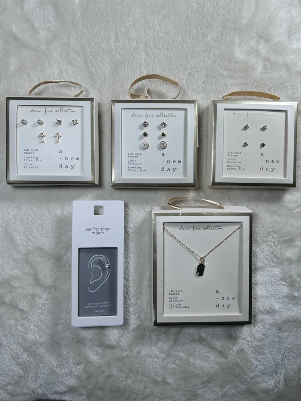 NWT Jewelry Bundle A New Day Demi Fine Collection, earrings necklace silver gold